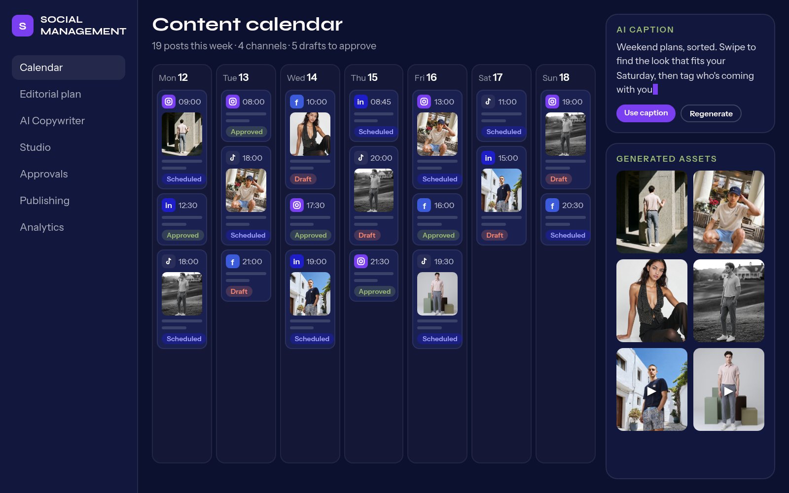 AI Social Media Management interface preview